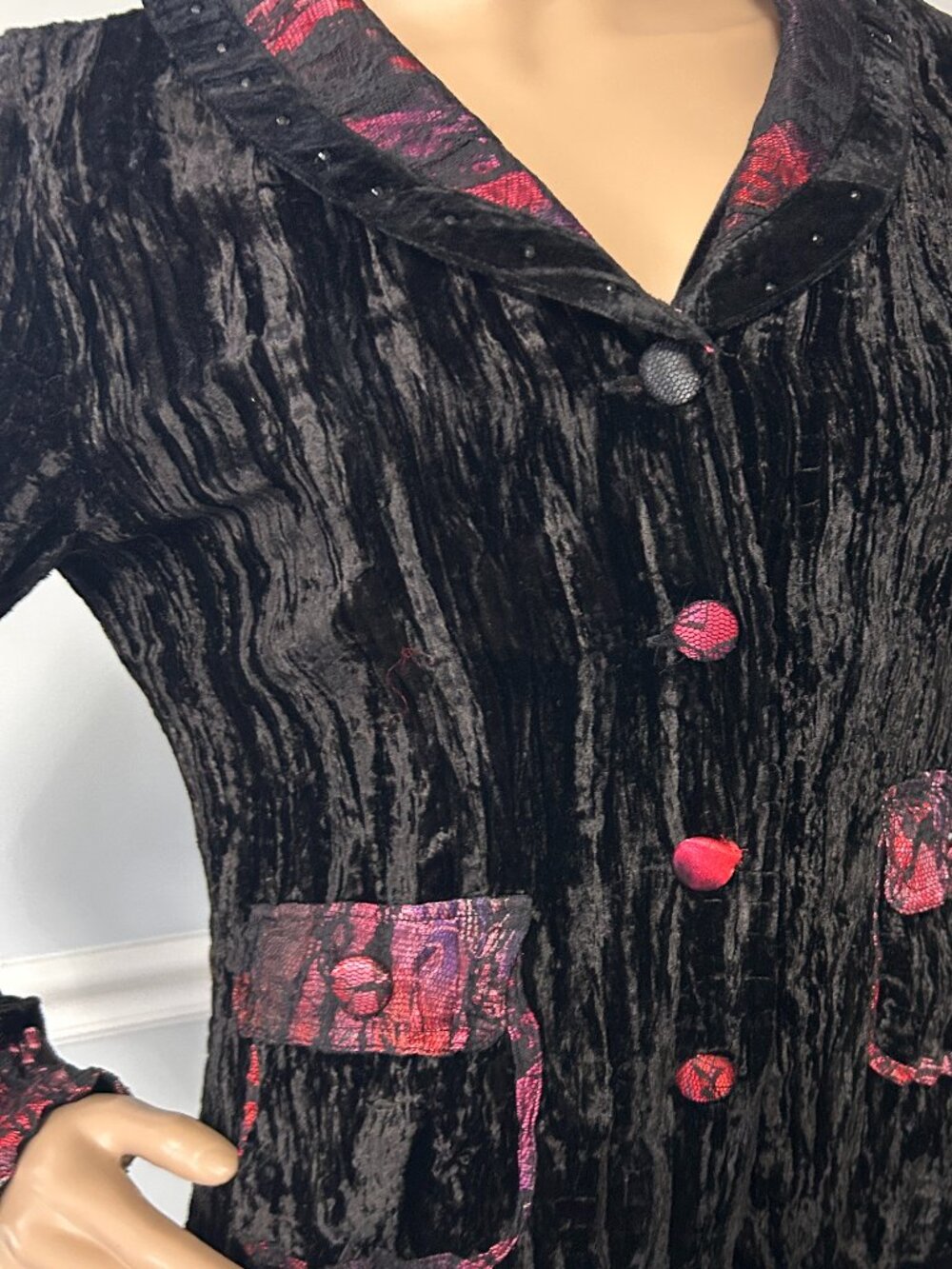Alberto Makali Crushed Velvet W/Lace Jacket NWT Size L